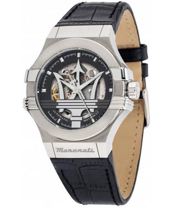 Maserati Potenza Leather Strap Black Dial Automatic R8821108038 100M Men's Watch