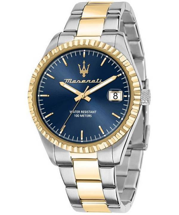 Maserati Competizione Two Tone Stainless Steel Blue Dial Quartz R8853100027 100M Men's Watch