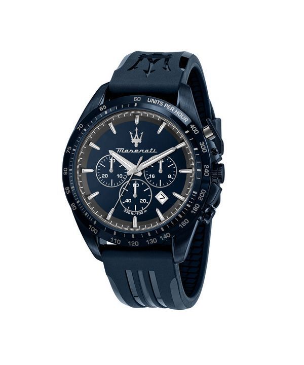 Maserati Traguardo Limited Edition Chronograph Rubber Strap Blue Dial Quartz R8871612042 100M Men's Watch