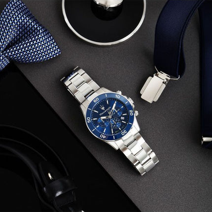 Maserati Competizione Chronograph Stainless Steel Blue Dial Quartz R8873600002 100M Men's Watch