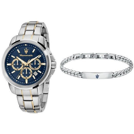 Maserati Successo Chronograph Stainless Steel Blue Dial Quartz R8873621036 Men's Watch Gift Set