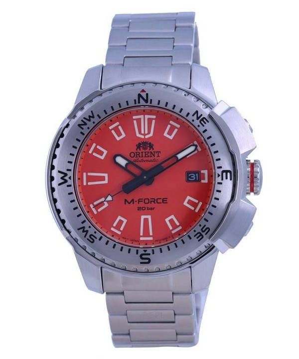 Orient M-Force Orange Dial Stainless Steel Automatic Divers RA-AC0N02Y10B 200M Mens Watch