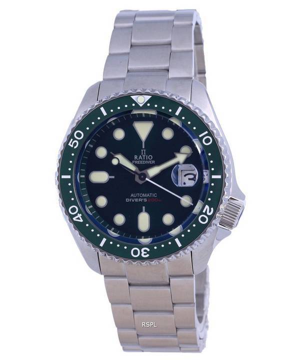 Ratio FreeDiver Green Dial Sapphire Crystal Stainless Steel Automatic RTB205 200M Men's Watch