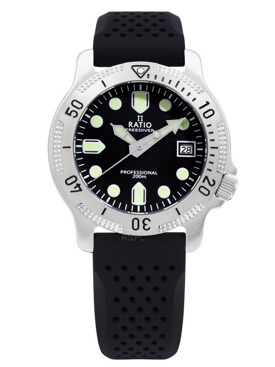 Ratio FreeDiver Professional Sapphire Black Dial Quartz RTF021 200M Men's Watch