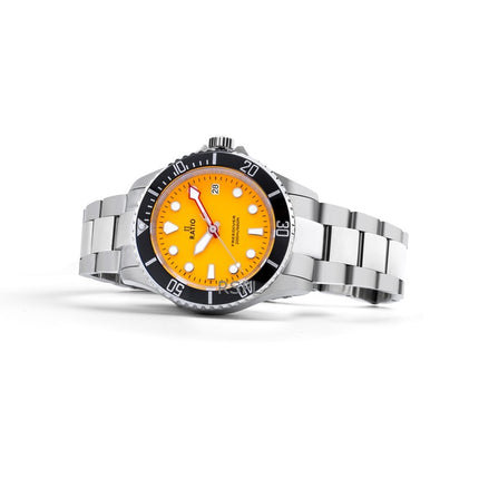 Ratio FreeDiver Sapphire Stainless Steel Yellow Dial Quartz RTF034 200M Men's Watch