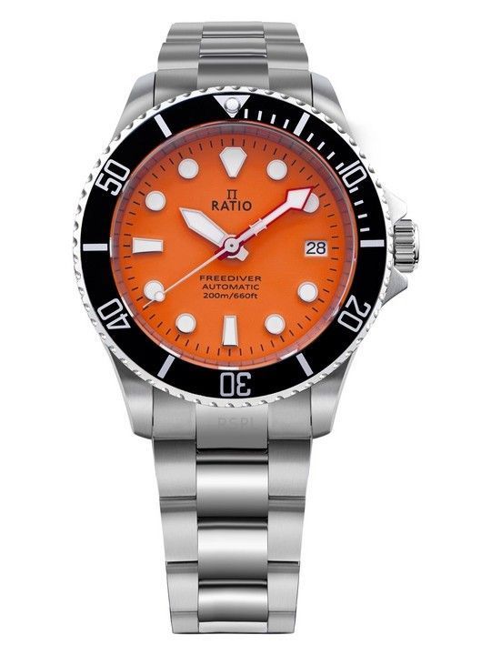 Ratio FreeDiver Sapphire Stainless Steel Orange Dial Automatic RTF045 200M Mens Watch