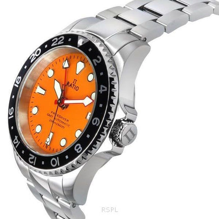 Ratio FreeDiver GMT Series Sapphire Stainless Steel Orange Dial Automatic RTF055 200M Men's Watch