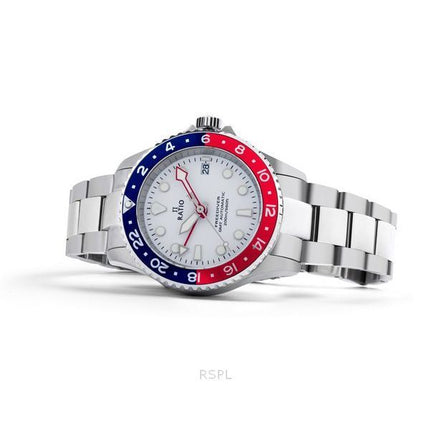 Ratio FreeDiver GMT Series Sapphire Stainless Steel White Dial Blue Red Pepsi Bezel Automatic RTF061 200M Men's Watch