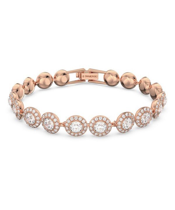 Swarovski Una Angelic Clear Crystals And Rose Gold Tone Plated Tennis Bracelet 5240513 For Women