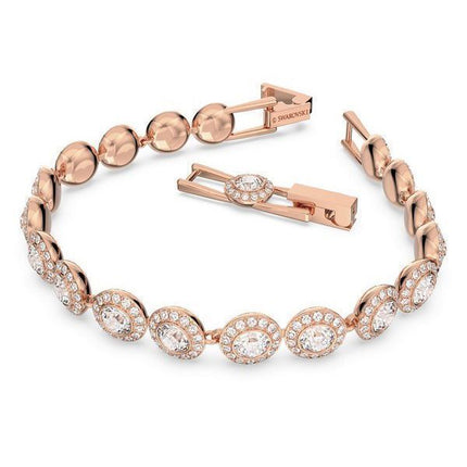 Swarovski Una Angelic Clear Crystals And Rose Gold Tone Plated Tennis Bracelet 5240513 For Women