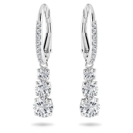 Swarovski Stilla Attract Rhodium Plated And Zirconia Hoop Earrings 5416155 For Women