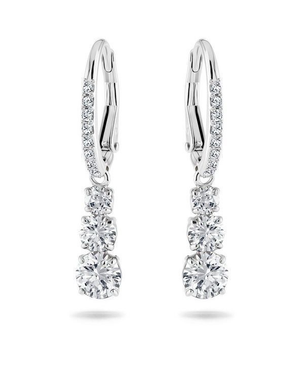 Swarovski Stilla Attract Rhodium Plated And Zirconia Hoop Earrings 5416155 For Women