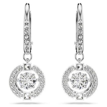 Swarovski Una Rhodium Plated And Zirconia Drop Earrings 5504652 For Women