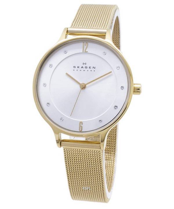 Skagen Anita Gold Tone Mesh Bracelet Crystallized SKW2150 Womens Watch