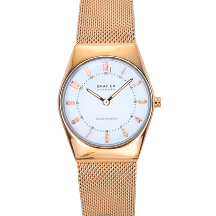 Skagen Grenen Lille Rose Gold Tone Stainless Steel White Dial Solar SKW3078 Women's Watch