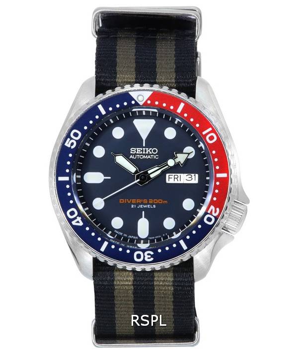 Seiko Blue Dial Automatic Diver's SKX009J1-var-NATO21 200M Men's Watch