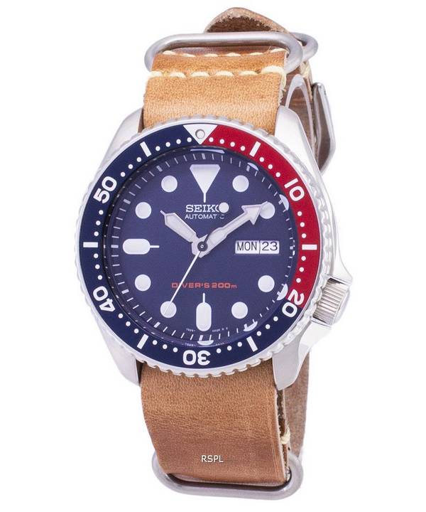 Seiko Automatic SKX009K1-LS18 Diver's 200M Brown Leather Strap Men's Watch