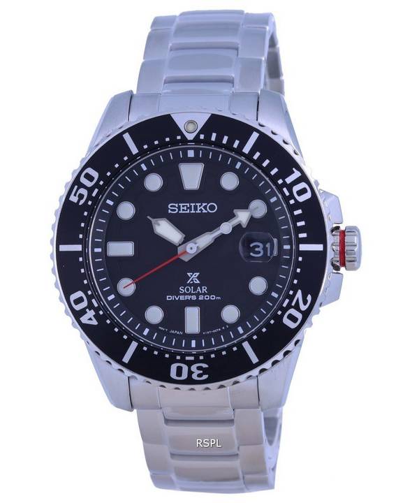 Seiko Prospex Padi Black Dial Stainless Steel Solar Divers SNE551 SNE551P1 SNE551P 200M Mens Watch