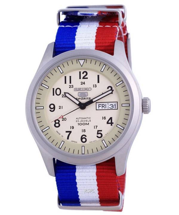 Seiko 5 Sports Military Automatic Japan Made SNZG07J1-var-NATO25 100M Mens Watch