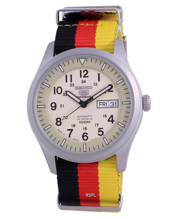 Seiko 5 Sports Military Automatic Japan Made SNZG07J1-var-NATO26 100M Mens Watch