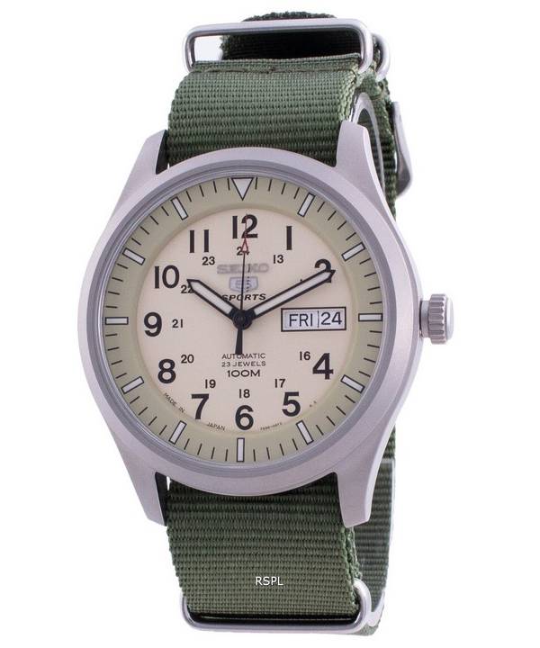 Seiko 5 Sports Military Automatic SNZG07J1-var-NATO9 100M Japan Made Mens Watch