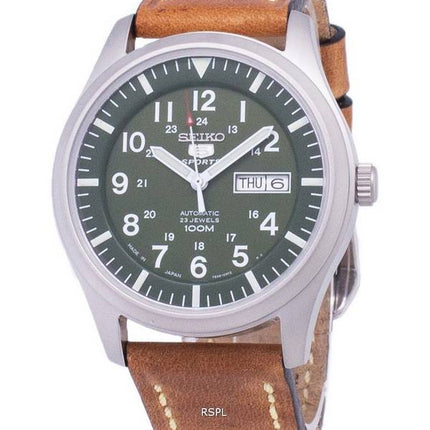 Seiko 5 Sports SNZG09J1-LS17 Japan Made Brown Leather Strap Men's Watch