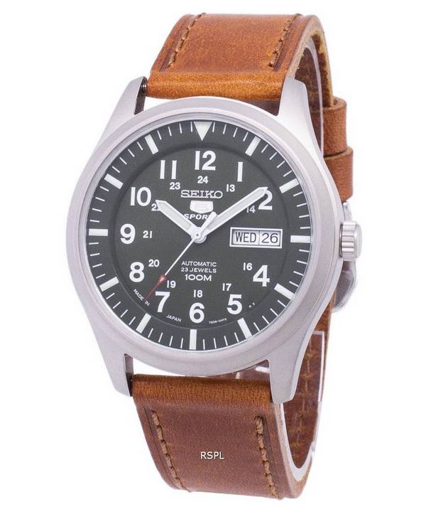 Seiko 5 Sports Automatic Japan Made Ratio Brown Leather SNZG09J1-LS9 Men's Watch