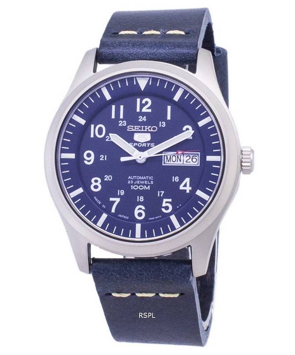 Seiko 5 Sports SNZG11J1-LS15 Automatic Dark Blue Leather Strap Men's Watch