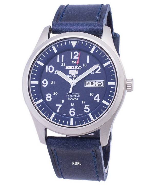 Seiko 5 Sports SNZG11K1-var-LS13 Automatic Dark Blue Leather Strap Men's Watch