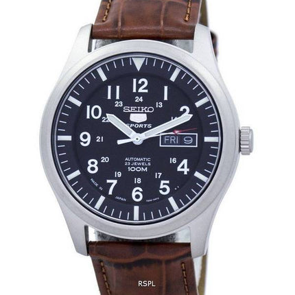 Seiko 5 Sports Automatic Japan Made Ratio Brown Leather SNZG15J1-LS7 Men's Watch