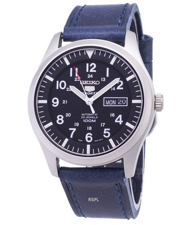 Seiko 5 Sports SNZG15K1-LS13 Automatic Dark Blue Leather Strap Men's Watch