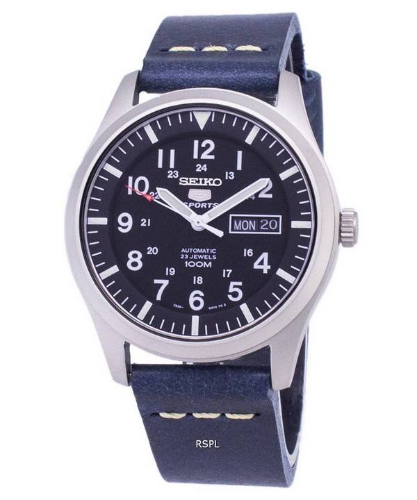 Seiko 5 Sports SNZG15K1-LS15 Automatic Dark Blue Leather Strap Men's Watch