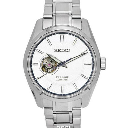 Seiko Presage Sharp Edged Open Heart White Dial Automatic SPB309 SPB309J1 SPB309J 100M Men's Watch