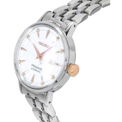 Seiko Presage Cocktail Time Clover Club Diamond Accents White Dial Automatic SRE009J1 Womens Watch