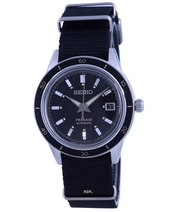 Seiko Presage Style 60s Black Dial Nylon Strap Automatic SRPG09 SRPG09J1 SRPG09J Mens Watch