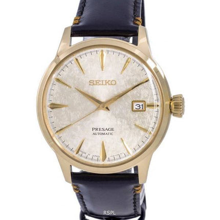 Seiko Presage Cocktail Limited Edition Leather Gold Dial Automatic SRPH78 SRPH78J1 SRPH78J Mens Watch