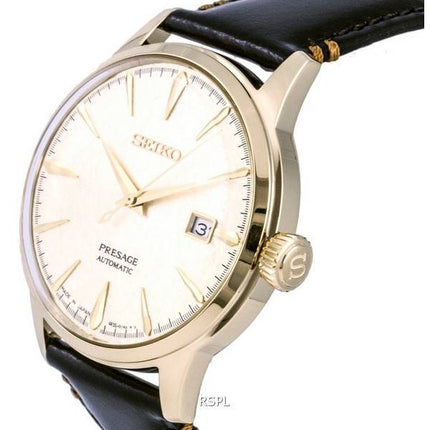 Seiko Presage Cocktail Limited Edition Leather Gold Dial Automatic SRPH78 SRPH78J1 SRPH78J Mens Watch