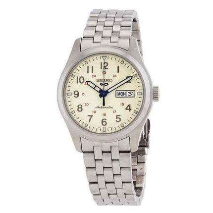 Seiko 5 Sports Laurel 110th Anniversary Limited Edition Beige Dial Automatic SRPK41K1 100M Mens Watch With Extra Strap