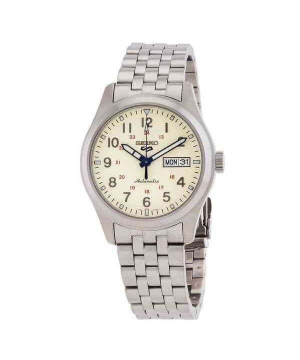 Seiko 5 Sports Laurel 110th Anniversary Limited Edition Beige Dial Automatic SRPK41K1 100M Mens Watch With Extra Strap