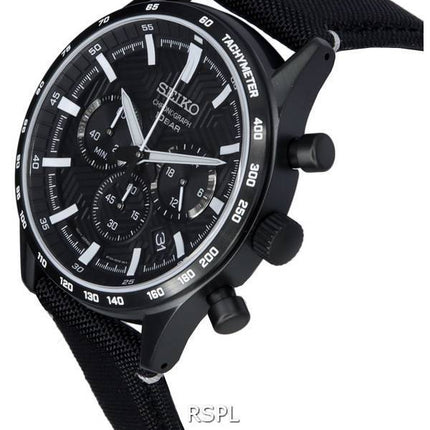 Seiko Urban Sports Chronograph Nylon Strap Black Dial Quartz SSB417 SSB417P1 SSB417P 100M Men's Watch