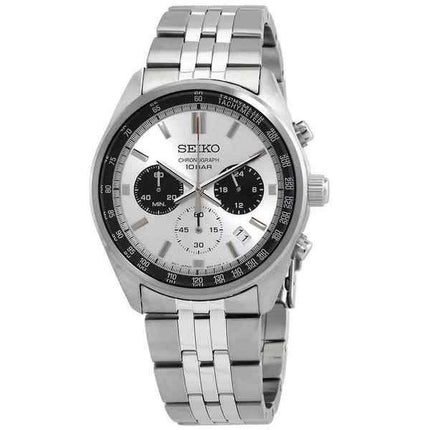 Seiko Chronograph Stainless Steel White Dial Quartz SSB425P1 100M Men's Watch