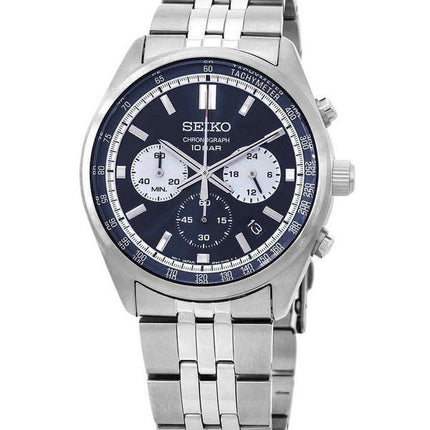 Seiko Discover More Chronograph Stainless Steel Blue Dial Quartz SSB427P1 100M Men's Watch