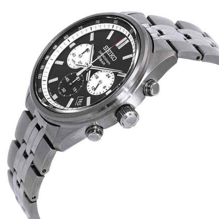 Seiko Chronograph Stainless Steel Black Dial Quartz SSB429P1 100M Men's Watch