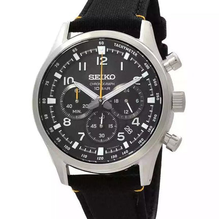 Seiko Discover More Sport Chronograph Nylon Strap Black Dial Quartz SSB449P1 100M Men's Watch