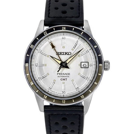 Seiko Presage Style60s GMT Calf Leather Strap Grey Dial Automatic SSK011J1 Mens Watch