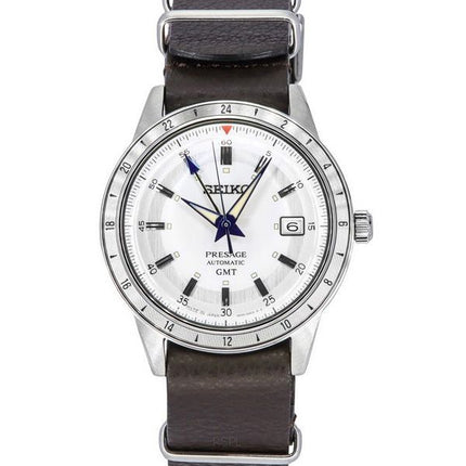 Seiko Presage Style60's GMT 110th Anniversary Limited Editions Leather Strap White Dial Automatic SSK015J1 Men's Watch