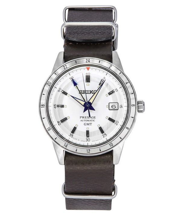 Seiko Presage Style60's GMT 110th Anniversary Limited Editions Leather Strap White Dial Automatic SSK015J1 Men's Watch