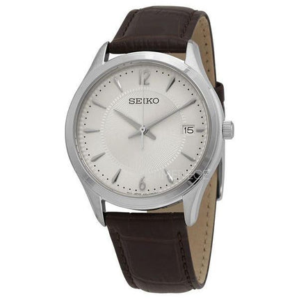 Seiko Nobel Discover More Leather Strap Beige Dial Quartz SUR421P1 100M Men's Watch