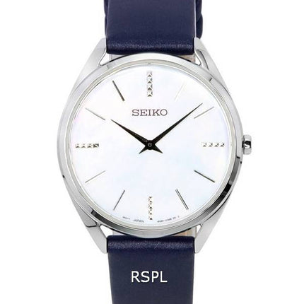 Seiko Leather Strap White Dial Quartz SWR079 SWR079P1 SWR079P Women's Watch