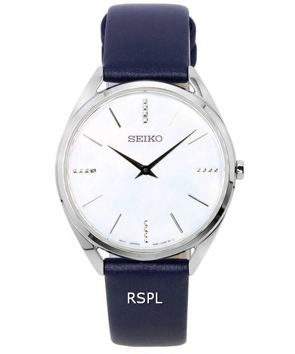 Seiko Leather Strap White Dial Quartz SWR079 SWR079P1 SWR079P Women's Watch